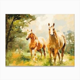 Horses Painting In Monteverde, Costa Rica, Landscape 2 Canvas Print