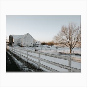 White Winter Barn Canvas Print