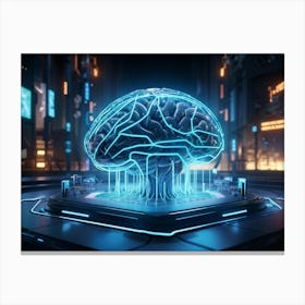 An Intricate Digital Brain Interface Intertwined With A Vast Ai Network Studying The Neural Connec (1) Canvas Print