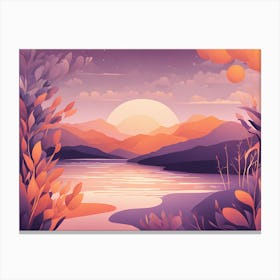 Sunset Landscape VECTOR ART 1 Canvas Print