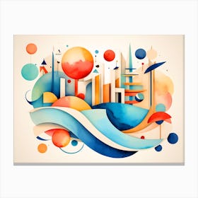 City Abstract Watercolor Painting Canvas Print