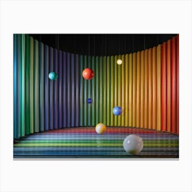 3d Digital Rendering Featuring Red Green Blue And Yellow Signal Colors Cascading From A Wall As F Canvas Print