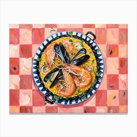 Seafood Risotto Pink Checkerboard 3 Canvas Print