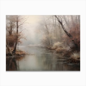 Vintage Autumn Forest Creek Canvas Print