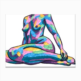 Nude Woman Aqua Tones Canvas Print