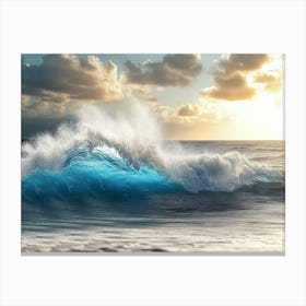 3d Ocean Waves Crashing On Shore Canvas Print