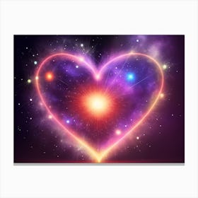 A Colorful Glowing Heart On A Dark Background Horizontal Composition 83 Canvas Print