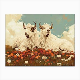 Floral Animal Illustration Yak 2 Canvas Print