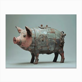 Pig Bank in Armour Canvas Print