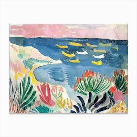 Colourful Seaside Vista Painting Inspired By Paul Cezanne Canvas Print