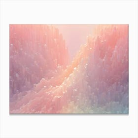 Abstract Image Of A Pink, White, And Blue Landscape Composed Of Geometric Shapes, Creating A Sense Of Depth And Dimension Canvas Print