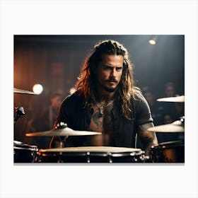 Rock music drummer performing on stage 2 Canvas Print