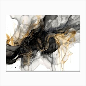 Elegant Black Gold Marble Abstract 2 Canvas Print
