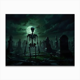 Skeleton In The Cemetery Canvas Print