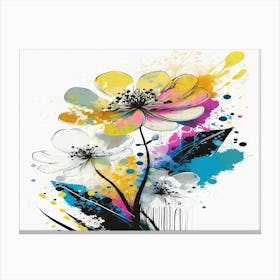 Flowers With Splatters Canvas Print