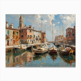 Boats In Venice Canvas Print