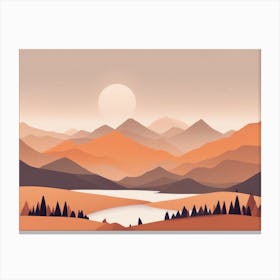 Misty mountains horizontal background in orange tone 132 Canvas Print