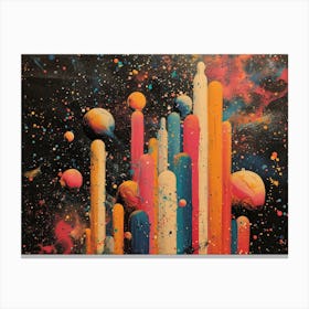 Analog Fusion: A Tapestry of Mixed Media Masterpieces Space Splatters Canvas Print