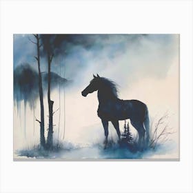 Horse Alone In Forest Canvas Print