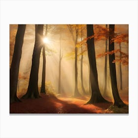 Forest With Sunbeams 04 Canvas Print