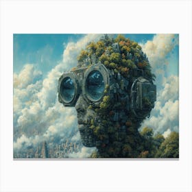 Digital Fusion: Human and Virtual Realms - A Neo-Surrealist Collection. City In The Sky Canvas Print