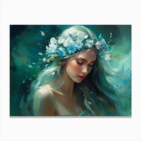 Beautiful Girl With Flowers Canvas Print