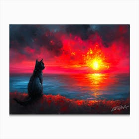 Cat In Sunset - Suncatcher Canvas Print