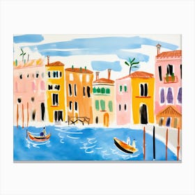 Venice Italy Cute Watercolour Illustration 4 Canvas Print