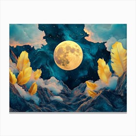 Moon And Feathers 2 Canvas Print