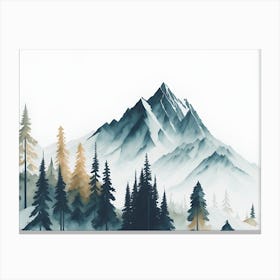 Mountain And Forest In Minimalist Watercolor Horizontal Composition 50 Canvas Print