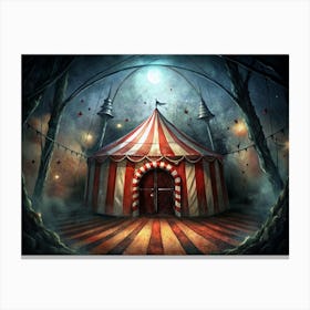 Spooky Circus Tent In Forest Canvas Print