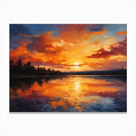 Serene Sunset Lake Canvas Print