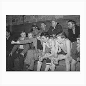 High School Coach Giving Last Minute Instructions To Substitute Who Is Going Into The Game, Basketball Game Canvas Print