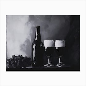 Two Glasses Of Beer Black and White Canvas Print