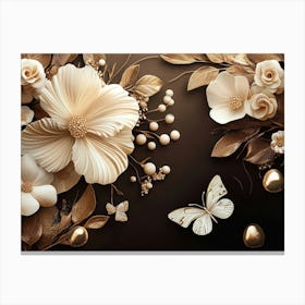 Flowers On A Black Background 5 Canvas Print