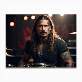 Rock music drummer performing on stage 1 Canvas Print