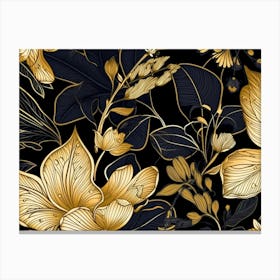 Gold and Blue Foliage 2 Canvas Print