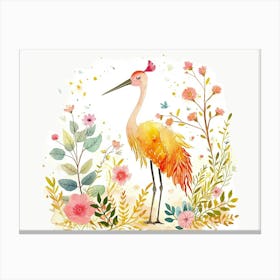 Little Floral Crane 2 Canvas Print