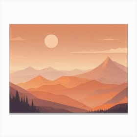 Misty mountains horizontal background in orange tone 17 Canvas Print