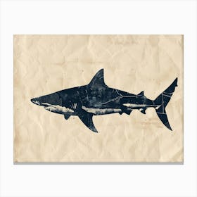 Whale Shark Grey Silhouette 7 Canvas Print