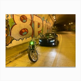 Motorcycle In A Tunnel Canvas Print