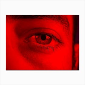 Macro On Man Eye Expressing Serious And Expressionless Expression Canvas Print