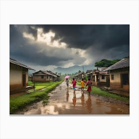 Children In A Village paintings art print 2 Canvas Print