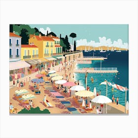 French Riviera Vintage Landscape 2 Canvas Print