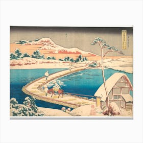 Old View Of The Boat Bridge At Sano In Kōzuke Province, Katsushika Hokusai 1 Canvas Print