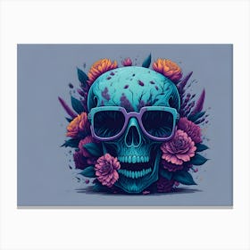 Floral Skull (1) 1 Canvas Print