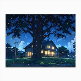 House At Night 1 Canvas Print