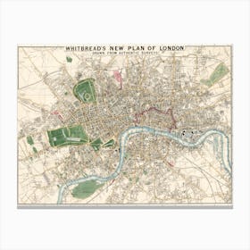 Whitbread's New Plan Of London Drawn From Authentic Survey (1853) Canvas Print