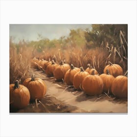 Pumpkins In The Field 3 Canvas Print