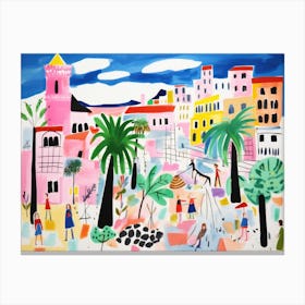 Genoa Italy Cute Watercolour Illustration 4 Canvas Print